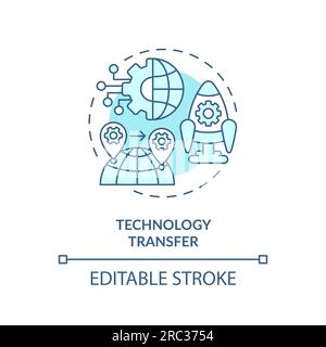 Customizable technology transfer linear icon FDI concept Stock Vector