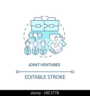 Customizable joint ventures linear icon FDI concept Stock Vector