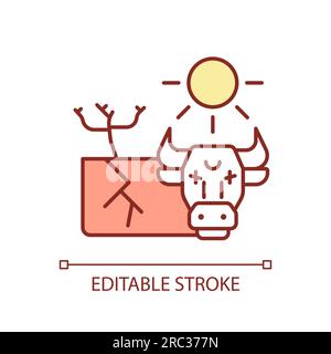 Customizable thin line cow icon heatflation concept Stock Vector