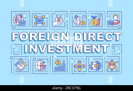Foreign direct investment text with icons concept Stock Vector