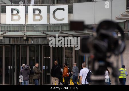 London, UK. 12th July, 2023. A general view of the BBC building. Credit: Sinai Noor/Alamy Live News Stock Photo