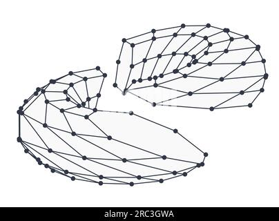 Tor isolared on white background. Polygonal geometric figure divided. Stock Vector