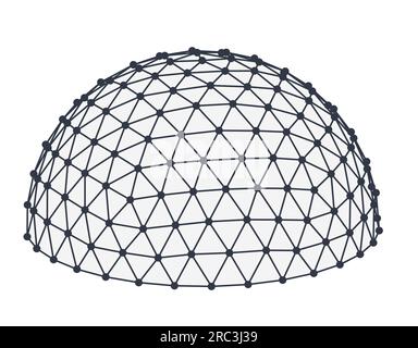 Wireframe hemisphere globe isolated on white background. 3d cell network. Stock Vector