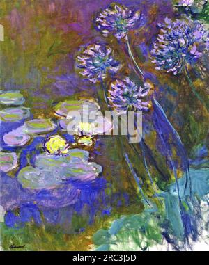 Water Lilies and Agapanthus 1917 by Claude Monet Stock Photo