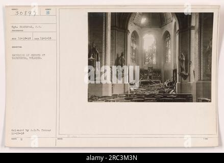 WW1 1915 german photo interior of church Poelkapelle Belgium