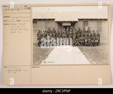 Caption: 'Photo School 1st and 2nd classes at Langley Field, Virginia. The students are members of the Signal Corps, U.S.A., circa 1917. The photo was taken on November 20, 1917, and features aerial photography as one of the subjects of instruction at the school.' Stock Photo