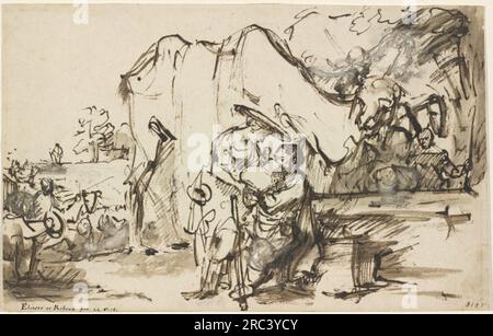 Eliezer and Rebecca at the Well 1640 by Rembrandt Stock Photo
