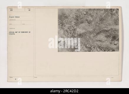 Aerial map showing trenches in France. Photograph taken by ISBULD, a photographer for the Signal Corps. The image has the H symbol indicating a significant location. No additional notes were provided. Stock Photo