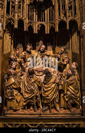 The Last Supper, Wooden medieval altar, Cluny Museum - National Museum of the Middle Ages, Paris, France Stock Photo