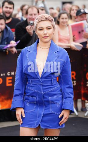 Florence Pugh arrives for the photo call for Oppenheimer at Trafalgar
