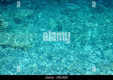 Summer water texture. Adriatic Sea. Turquoise or aqua colored water abstract. Stock Photo