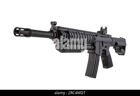 Assault rifle isolated on white background with clipping path Stock Photo