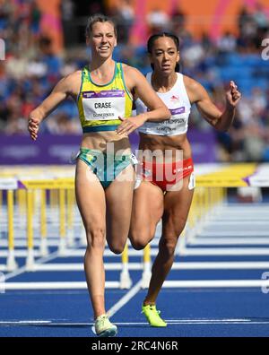 Birmingham, England. 2 August, 2022. Taneille Crase of Australia competes in the Heptathlon hurdles in the Athletics on day five of the Birmingham 202 Stock Photo