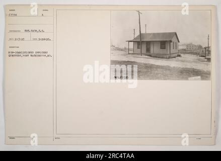 Non-commissioned officers quarters at Fort Washington, Maryland. This photograph was taken by Sgt. Saum, S.C. on February 3, 1920. It is part of a collection of photographs depicting American military activities during World War One. The image shows the well-maintained living quarters for non-commissioned officers stationed at Fort Washington. Stock Photo