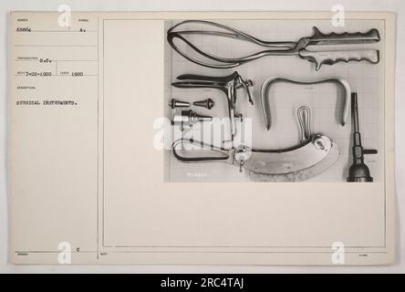 Photograph of surgical instruments used during World War One. The image ...