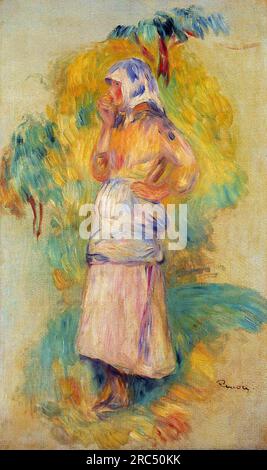 Young Peasant Eating an Apple 1894 by Pierre-Auguste Renoir Stock Photo