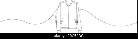 Varsity jacket one continuous line drawing. Minimalist single line doodle. Vector illustration Stock Vector