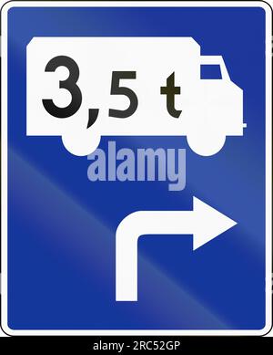 Polish road sign: Route for lorries to right Stock Photo - Alamy
