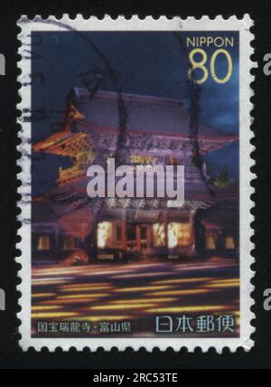 RUSSIA KALININGRAD, 22 APRIL 2016: stamp printed by Japan shows architecture, circa 2012 Stock Photo