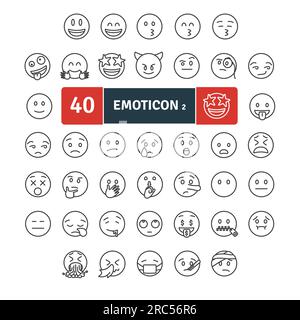 Emoticons Thin Line Pack. Vector scalable icons Stock Vector