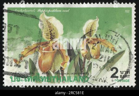 RUSSIA KALININGRAD, 31 MAY 2016: stamp printed by Thailand shows flower, circa 1992 Stock Photo