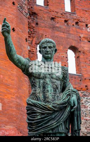 The Palatine Gate, Porta Palatina is a Roman Age city gate in Turin, providing access through the city walls of Julia Augusta Taurinorum from the Nort Stock Photo