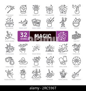 Magic world icons Pack Vector. Magic spectacle icons Pack Stock Vector