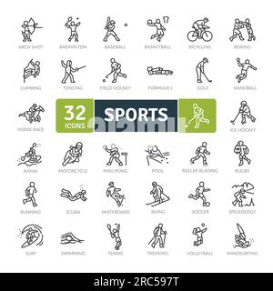 Thin line sports and fitness icons set for website and mobile site