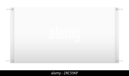 Empty banner template. White mock up textile banner. 3D realistic vector illustration isolated on white. Stock Vector