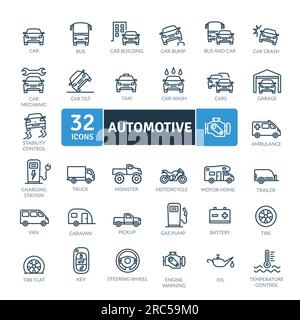 Automotive Icons Pack. Thin line icons set. Simple vector icons Stock Vector