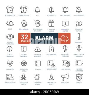Alarm Icons Pack. Thin line icons set. Simple vector icons Stock Vector
