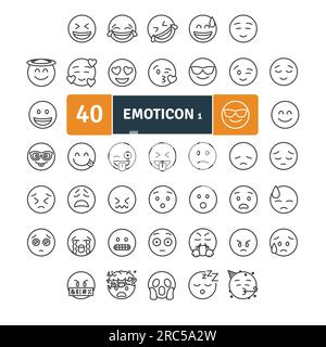 Emoticons Thin Line Pack. Vector scalable iconsEmoticons Thin Line Pack. Vector scalable icons Stock Vector