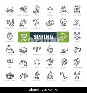 Spring Equipment Icons Pack. Thin line icons set. Simple vector icons Stock Vector