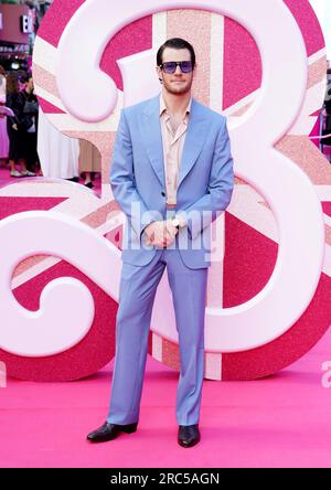 Connor Swindells arrives for the European premiere of Barbie at Cineworld Leicester Square in London. Picture date: Wednesday July 12, 2023. Stock Photo