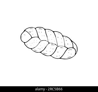 Hand drawn bread, challah bun vector illustration, Bakery product. Isolated on white background. Stock Vector