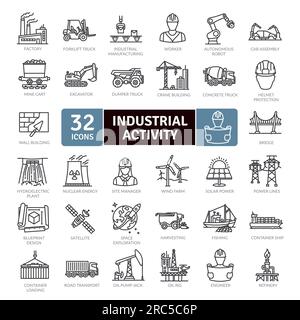 Industrial Activity icons Pack. Thin line Collection Smart Technology icons Stock Vector