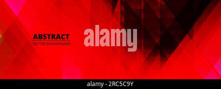 Red and black modern wide abstract background with grunge geometric shapes. Vector illustration Stock Vector