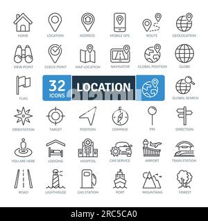 Location and travel support Icons Pack. Thin line icons set. Simple vector icons Stock Vector