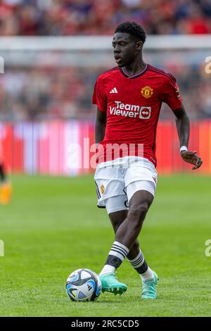 Oslo, Norway 12 July 2023 Omari Forson of Manchester United controls the ball during the pre season football friendly match between Manchester United and Leeds United held at the Ullevaal Stadium in Oslo, Norway credit: Nigel Waldron/Alamy Live News Stock Photo