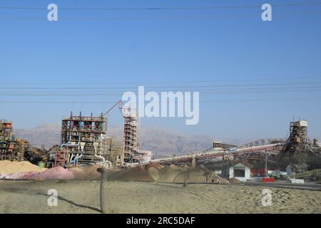 Salt Mining, Salt Farming along the Lower Basin of the Dead Sea in Israel Stock Photo