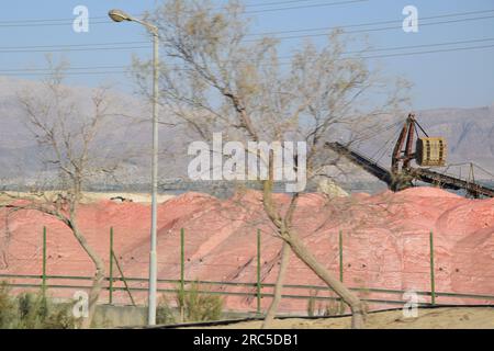 Salt Mining, Salt Farming along the Lower Basin of the Dead Sea in Israel Stock Photo