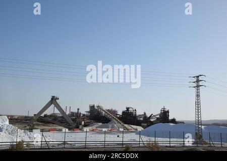 Salt Mining, Salt Farming along the Lower Basin of the Dead Sea in Israel Stock Photo