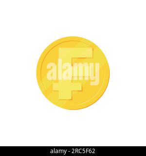 Franc Gold Coins. French Money symbol. French Currency Sign. Flat 3D Design Coins. EPS10 Vector illustration. Stock Vector