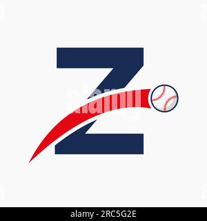Baseball Logo On Letter Z With Moving Baseball Icon. Baseball Logotype Template Stock Vector