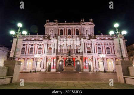 Turin, Italy - March 27, 2022: Palazzo Carignano is a historical building in the centre of Turin, which houses the Museum of the Risorgimento. Named a Stock Photo