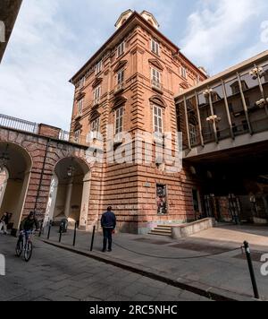 Turin, Italy - March 27, 2022: The Teatro Regio, Royal Theatre is a prominent opera house and opera company in Turin, Piedmont, Italy. Stock Photo