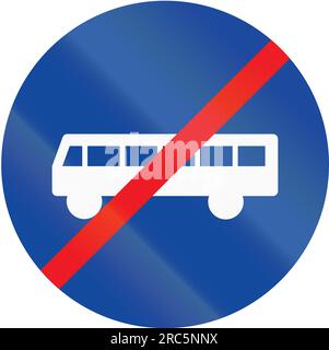 Greek traffic sign at the end of a bus lane. Stock Photo