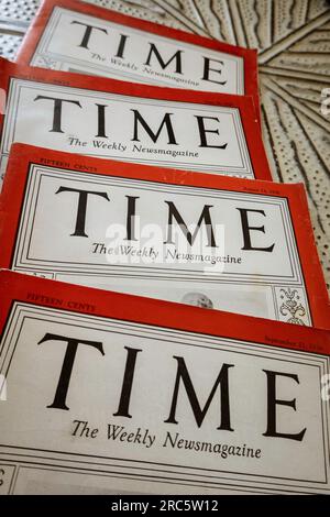 Still Life of 'Time' newsmagazine covers from 1936, USA Stock Photo
