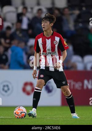 Brentford's Ji-soo Kim during a friendly match at LV BET Stadium Meadow Park, Borehamwood. Picture date: Wednesday July 12, 2023. Stock Photo