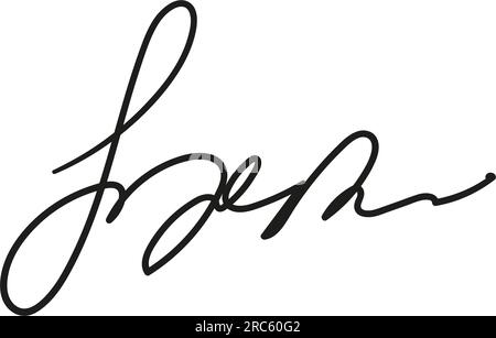 Fake autograph samples. Hand-drawn signatures, examples of documents, certificates and contracts with inked and handwritten lettering. Stock Vector
